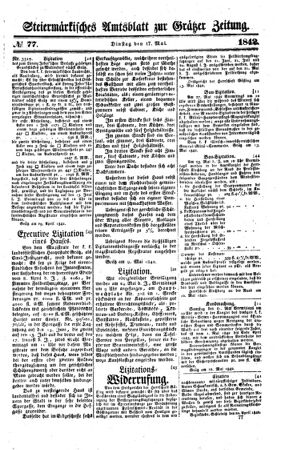 Steyermärkisches Amtsblatt zur Grätzer Zeitung 18420517 Seite: 1