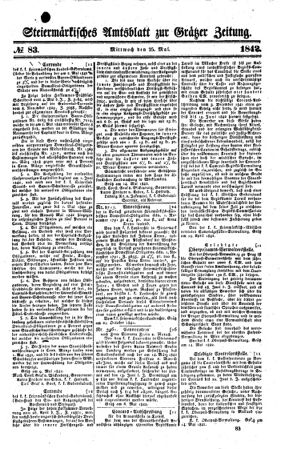 Steyermärkisches Amtsblatt zur Grätzer Zeitung 18420525 Seite: 1