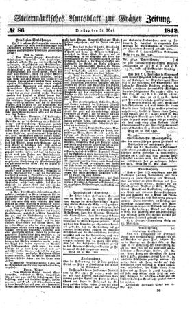 Steyermärkisches Amtsblatt zur Grätzer Zeitung 18420531 Seite: 1