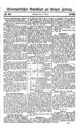 Steyermärkisches Amtsblatt zur Grätzer Zeitung 18420607 Seite: 1