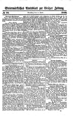 Steyermärkisches Amtsblatt zur Grätzer Zeitung 18420611 Seite: 1