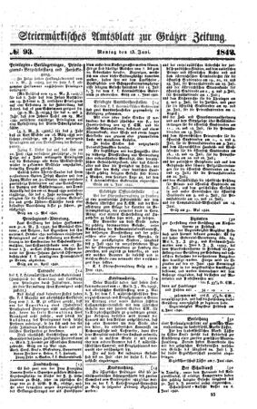 Steyermärkisches Amtsblatt zur Grätzer Zeitung 18420613 Seite: 1