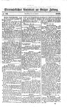 Steyermärkisches Amtsblatt zur Grätzer Zeitung 18420614 Seite: 1