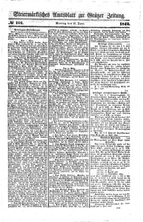 Steyermärkisches Amtsblatt zur Grätzer Zeitung 18420627 Seite: 1