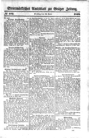 Steyermärkisches Amtsblatt zur Grätzer Zeitung 18420628 Seite: 1