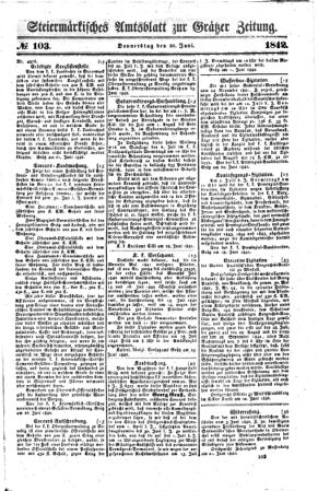 Steyermärkisches Amtsblatt zur Grätzer Zeitung 18420630 Seite: 1