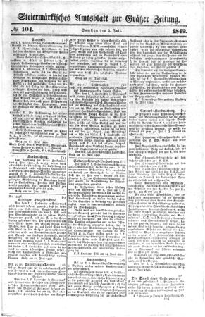 Steyermärkisches Amtsblatt zur Grätzer Zeitung 18420702 Seite: 1