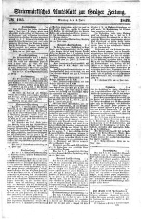 Steyermärkisches Amtsblatt zur Grätzer Zeitung 18420704 Seite: 1