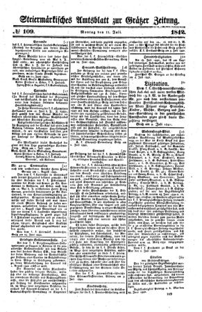 Steyermärkisches Amtsblatt zur Grätzer Zeitung 18420711 Seite: 1