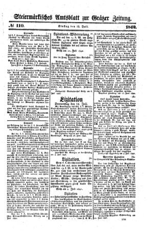 Steyermärkisches Amtsblatt zur Grätzer Zeitung 18420712 Seite: 1