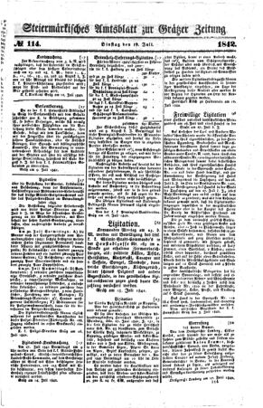 Steyermärkisches Amtsblatt zur Grätzer Zeitung 18420719 Seite: 1