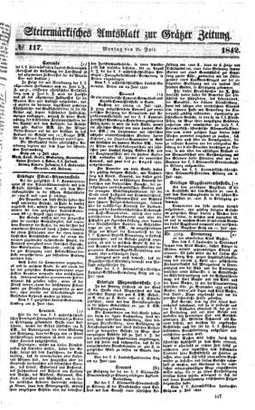 Steyermärkisches Amtsblatt zur Grätzer Zeitung 18420725 Seite: 1