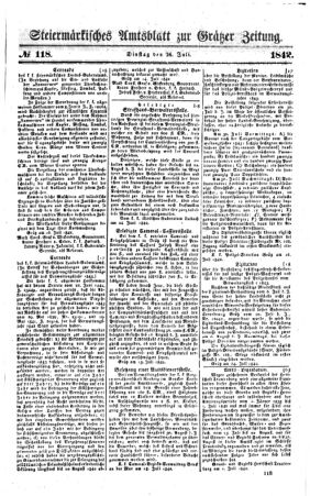 Steyermärkisches Amtsblatt zur Grätzer Zeitung 18420726 Seite: 1