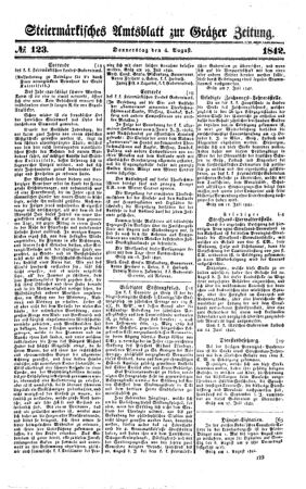 Steyermärkisches Amtsblatt zur Grätzer Zeitung 18420804 Seite: 1