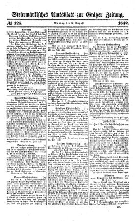 Steyermärkisches Amtsblatt zur Grätzer Zeitung 18420808 Seite: 1