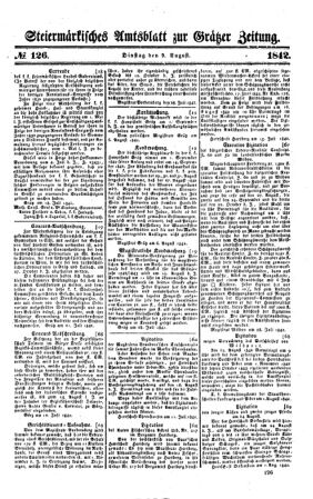 Steyermärkisches Amtsblatt zur Grätzer Zeitung 18420809 Seite: 1