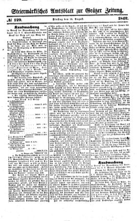 Steyermärkisches Amtsblatt zur Grätzer Zeitung 18420816 Seite: 1