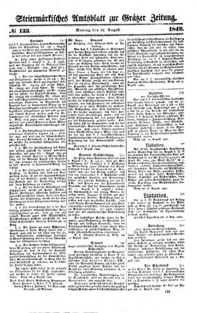 Steyermärkisches Amtsblatt zur Grätzer Zeitung 18420822 Seite: 1