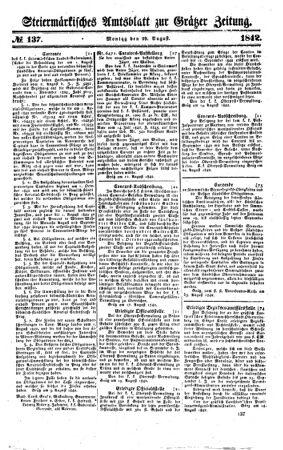 Steyermärkisches Amtsblatt zur Grätzer Zeitung 18420829 Seite: 1