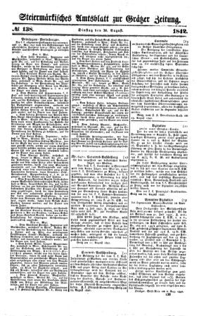 Steyermärkisches Amtsblatt zur Grätzer Zeitung 18420830 Seite: 1