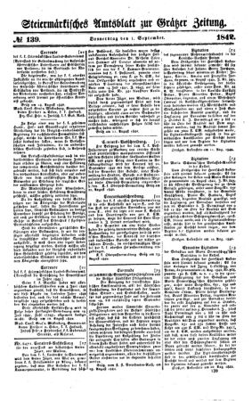 Steyermärkisches Amtsblatt zur Grätzer Zeitung 18420901 Seite: 1