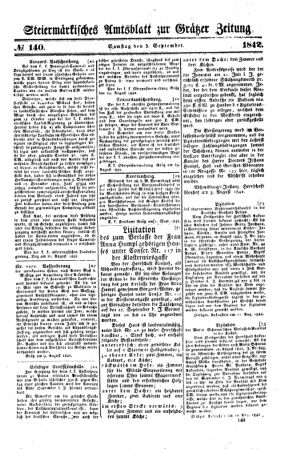 Steyermärkisches Amtsblatt zur Grätzer Zeitung 18420903 Seite: 1