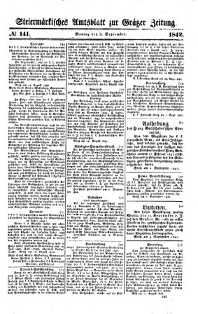 Steyermärkisches Amtsblatt zur Grätzer Zeitung 18420905 Seite: 1