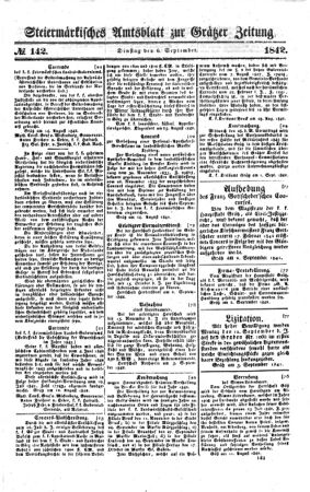 Steyermärkisches Amtsblatt zur Grätzer Zeitung 18420906 Seite: 1