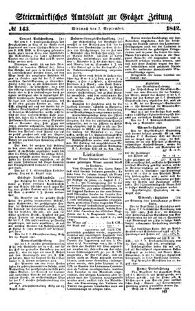 Steyermärkisches Amtsblatt zur Grätzer Zeitung 18420907 Seite: 1