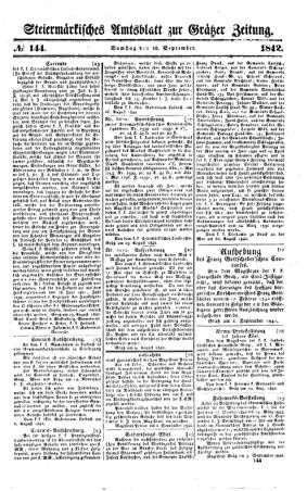 Steyermärkisches Amtsblatt zur Grätzer Zeitung 18420910 Seite: 1