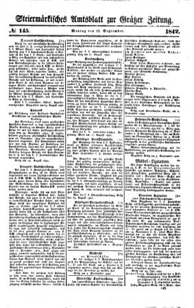 Steyermärkisches Amtsblatt zur Grätzer Zeitung 18420912 Seite: 1