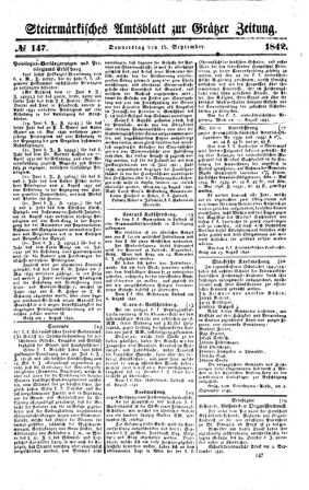 Steyermärkisches Amtsblatt zur Grätzer Zeitung 18420915 Seite: 1