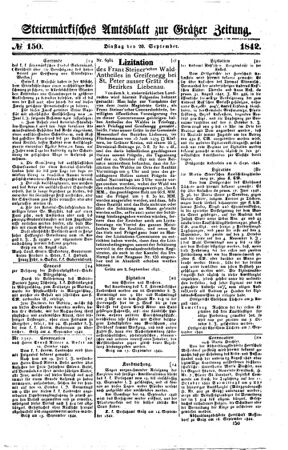 Steyermärkisches Amtsblatt zur Grätzer Zeitung 18420920 Seite: 1