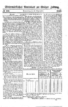 Steyermärkisches Amtsblatt zur Grätzer Zeitung 18420922 Seite: 1