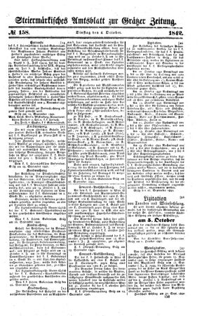 Steyermärkisches Amtsblatt zur Grätzer Zeitung 18421004 Seite: 1