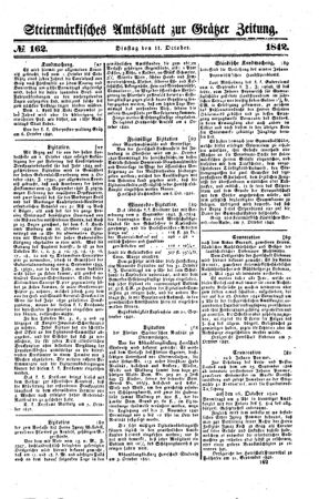 Steyermärkisches Amtsblatt zur Grätzer Zeitung 18421011 Seite: 1