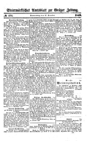 Steyermärkisches Amtsblatt zur Grätzer Zeitung 18421027 Seite: 1