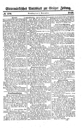 Steyermärkisches Amtsblatt zur Grätzer Zeitung 18421105 Seite: 1