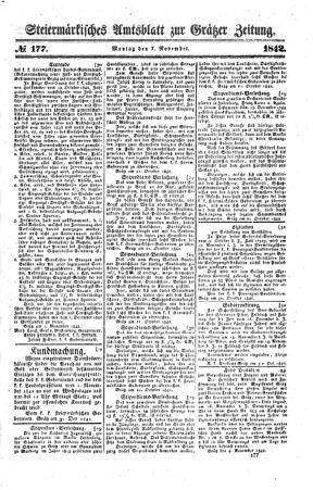 Steyermärkisches Amtsblatt zur Grätzer Zeitung 18421107 Seite: 1