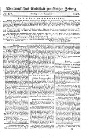 Steyermärkisches Amtsblatt zur Grätzer Zeitung 18421108 Seite: 1