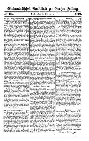 Steyermärkisches Amtsblatt zur Grätzer Zeitung 18421115 Seite: 1