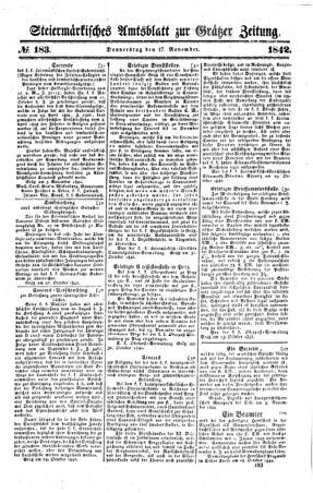 Steyermärkisches Amtsblatt zur Grätzer Zeitung 18421117 Seite: 1