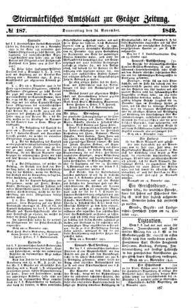 Steyermärkisches Amtsblatt zur Grätzer Zeitung 18421124 Seite: 1