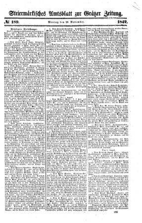 Steyermärkisches Amtsblatt zur Grätzer Zeitung 18421128 Seite: 1