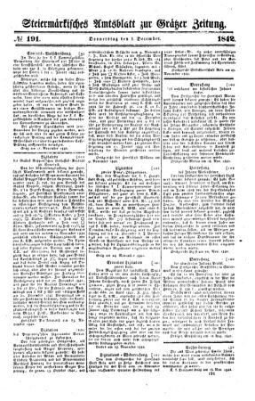 Steyermärkisches Amtsblatt zur Grätzer Zeitung 18421201 Seite: 1