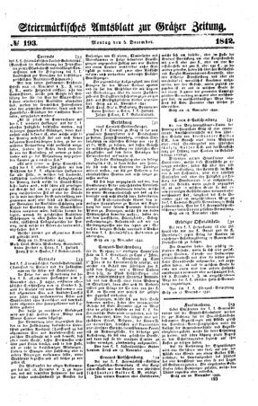 Steyermärkisches Amtsblatt zur Grätzer Zeitung 18421205 Seite: 1