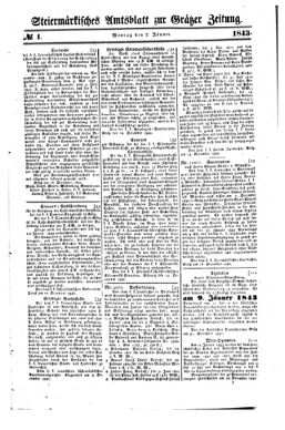 Steyermärkisches Amtsblatt zur Grätzer Zeitung 18430102 Seite: 1