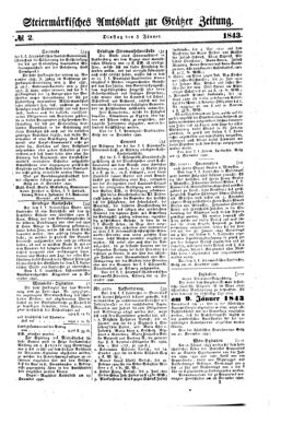 Steyermärkisches Amtsblatt zur Grätzer Zeitung 18430103 Seite: 1