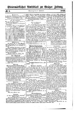 Steyermärkisches Amtsblatt zur Grätzer Zeitung 18430109 Seite: 1