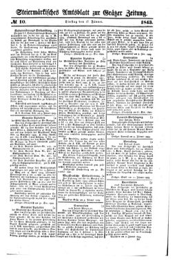 Steyermärkisches Amtsblatt zur Grätzer Zeitung 18430117 Seite: 1